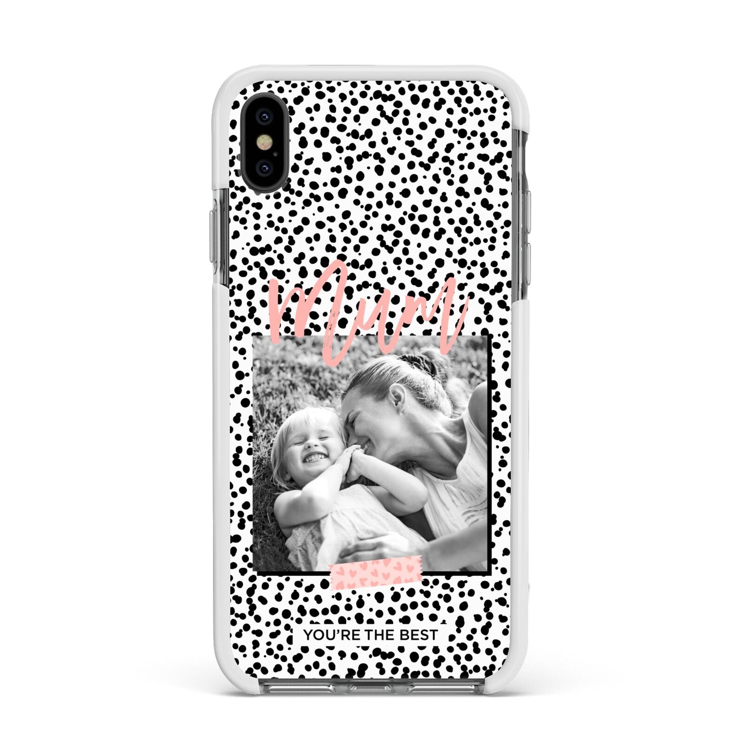 Polka Dot Mum Apple iPhone Xs Max Impact Case White Edge on Black Phone