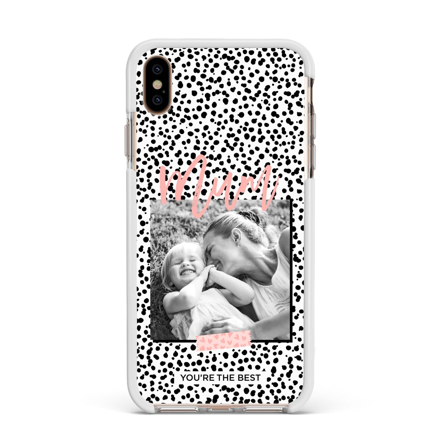 Polka Dot Mum Apple iPhone Xs Max Impact Case White Edge on Gold Phone