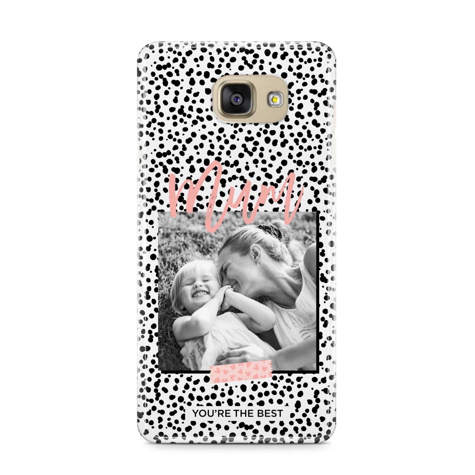 Polka Dot Mum Samsung Galaxy A9 2016 Case on gold phone