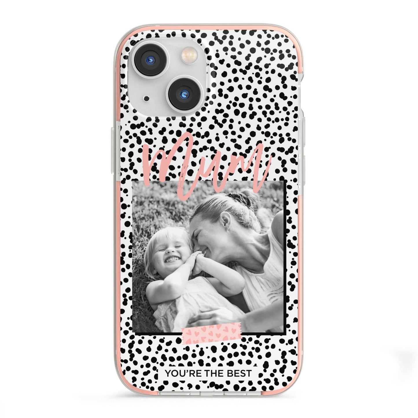 Polka Dot Mum iPhone 13 Mini TPU Impact Case with Pink Edges