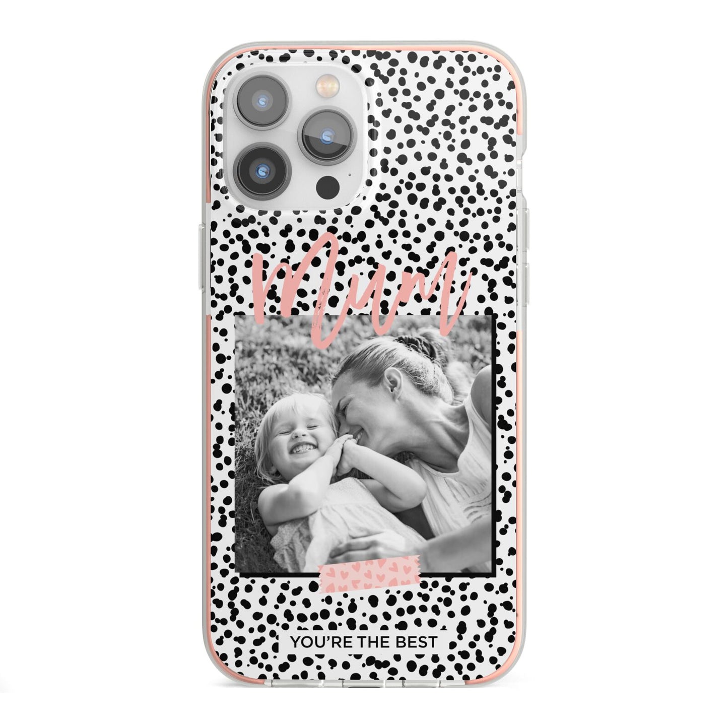 Polka Dot Mum iPhone 13 Pro Max TPU Impact Case with Pink Edges