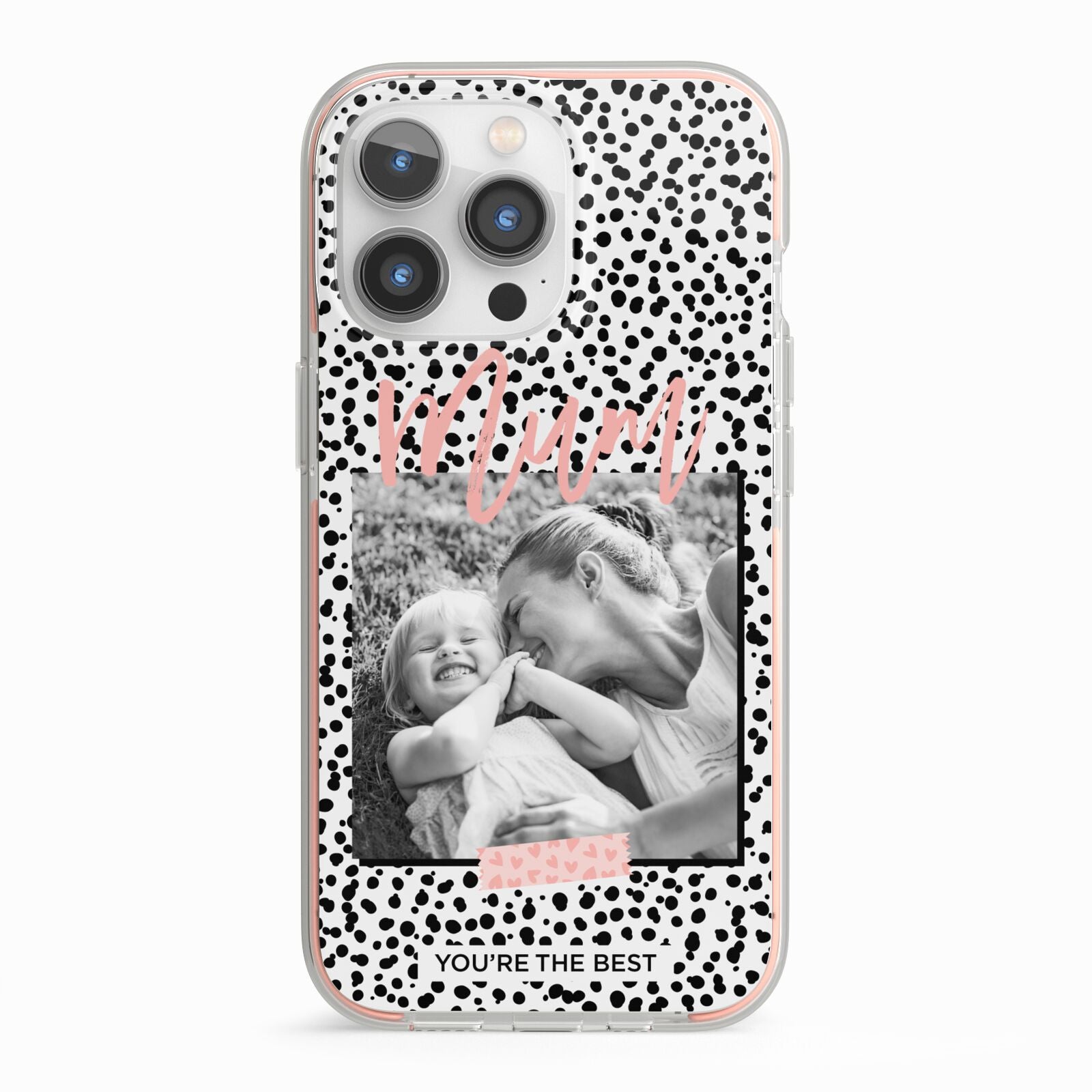 Polka Dot Mum iPhone 13 Pro TPU Impact Case with Pink Edges