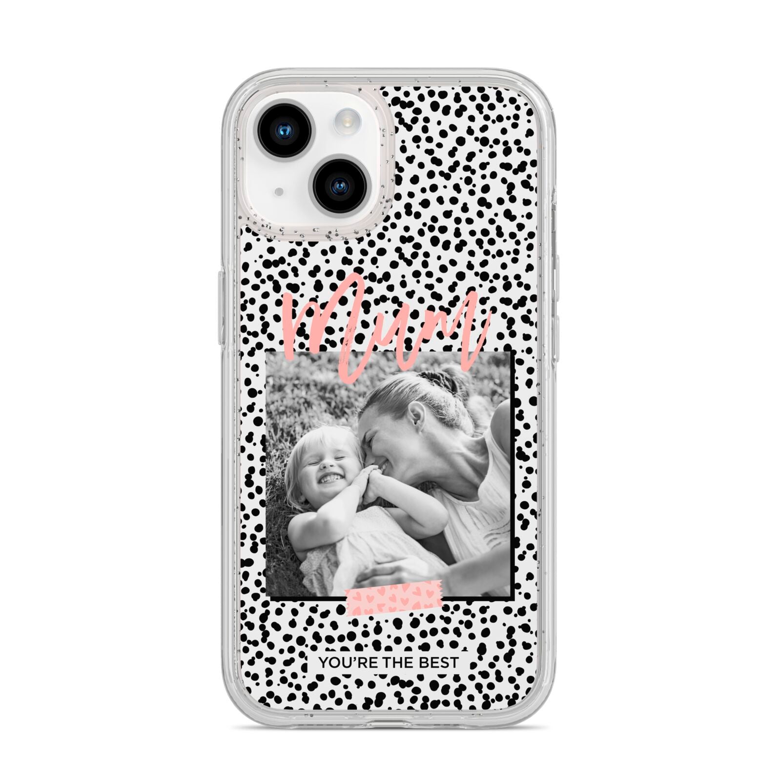 Polka Dot Mum iPhone 14 Glitter Tough Case Starlight