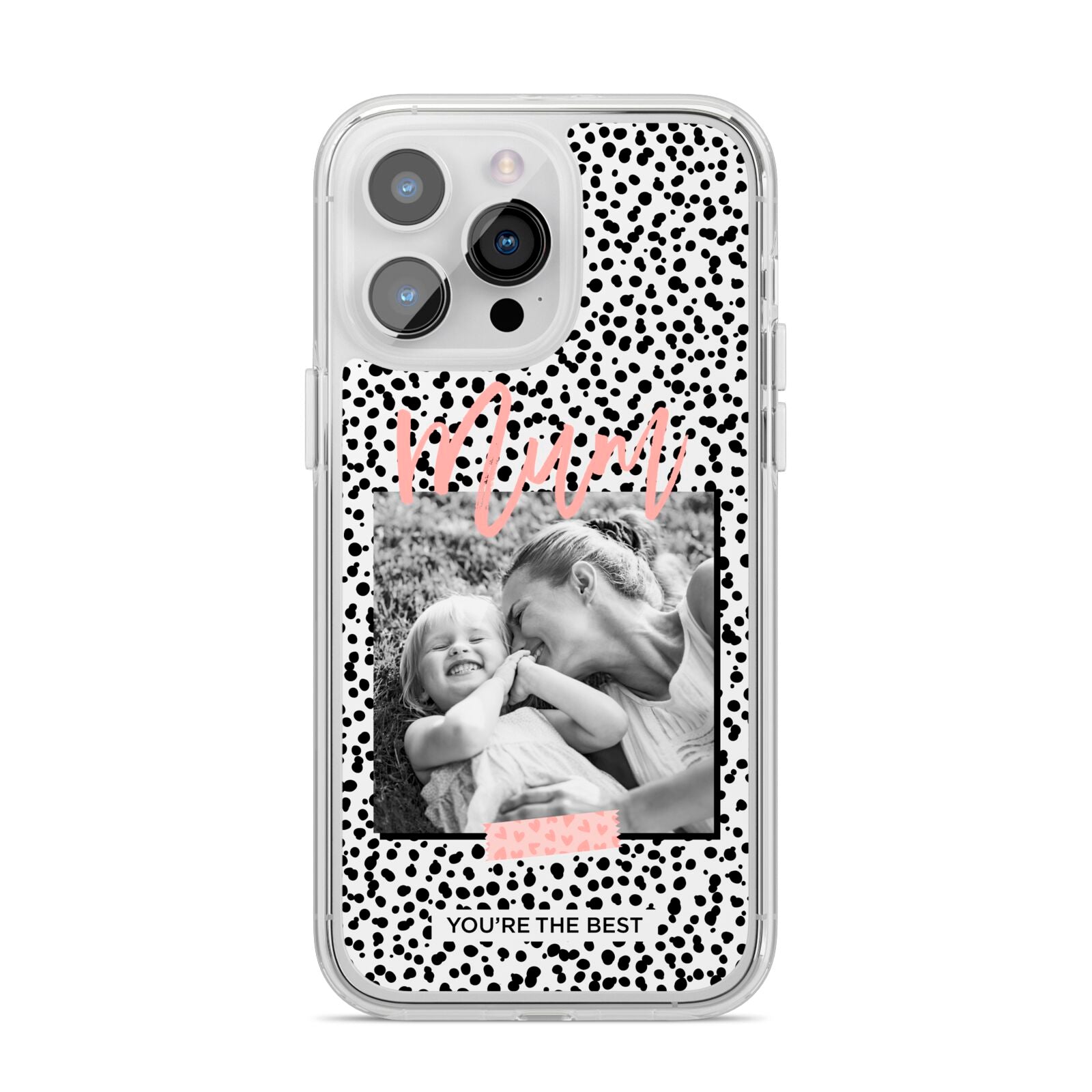 Polka Dot Mum iPhone 14 Pro Max Clear Tough Case Silver