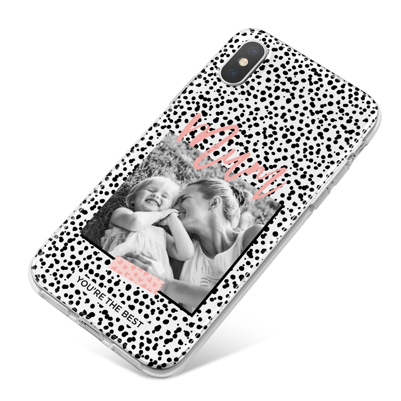 Polka Dot Mum iPhone X Bumper Case on Silver iPhone