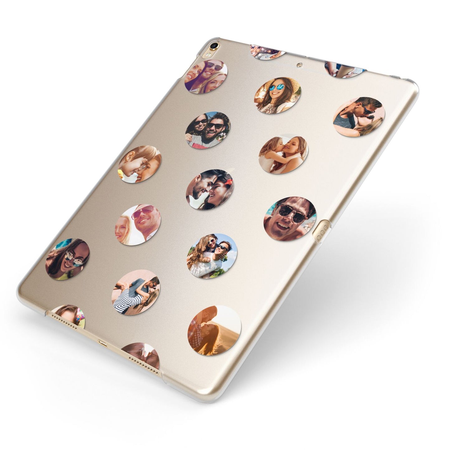 Polka Dot Photo Montage Upload Apple iPad Case on Gold iPad Side View