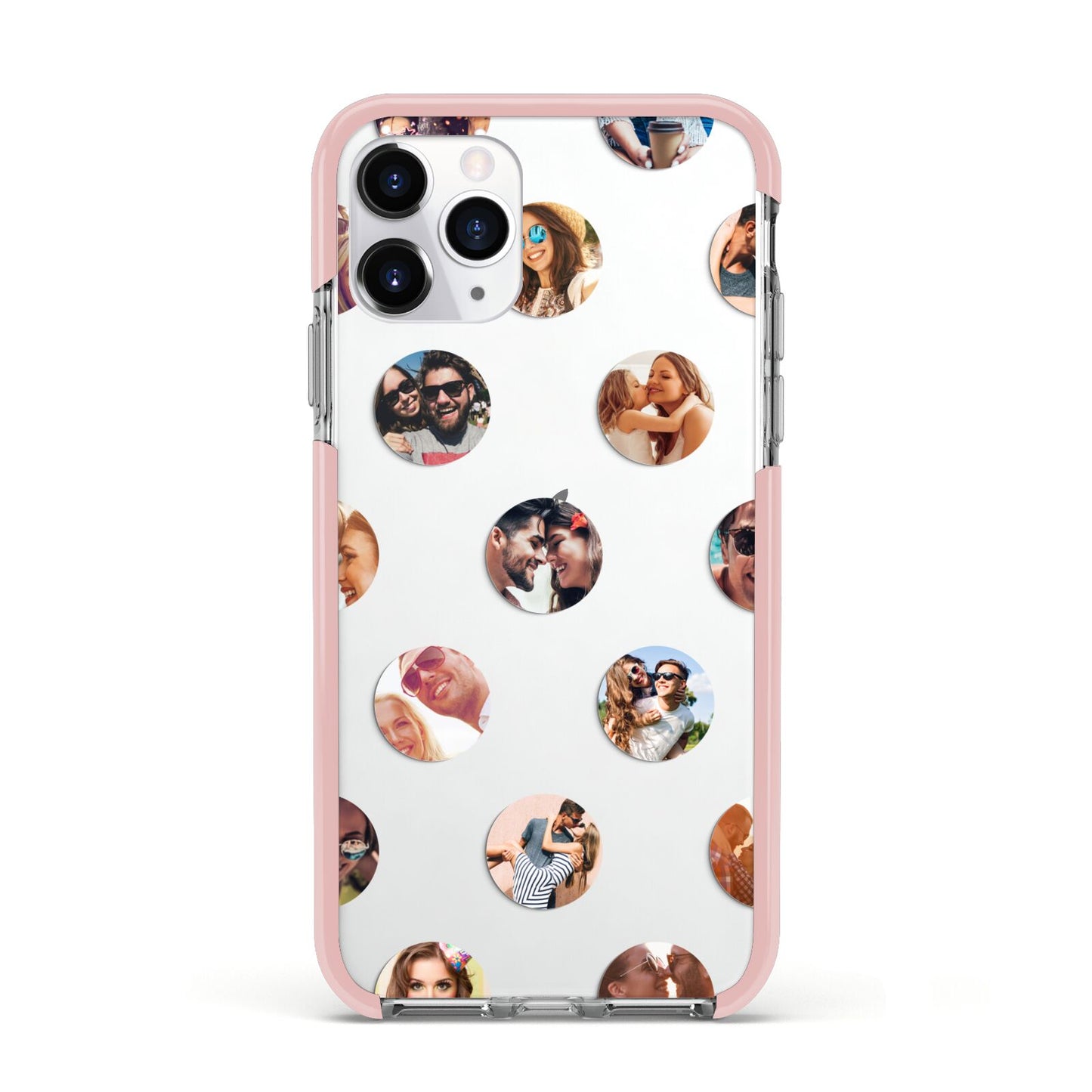 Polka Dot Photo Montage Upload Apple iPhone 11 Pro in Silver with Pink Impact Case