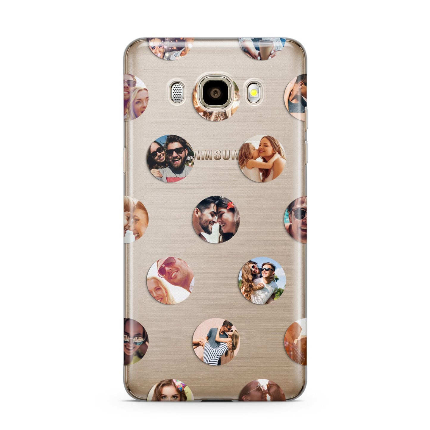 Polka Dot Photo Montage Upload Samsung Galaxy J7 2016 Case on gold phone