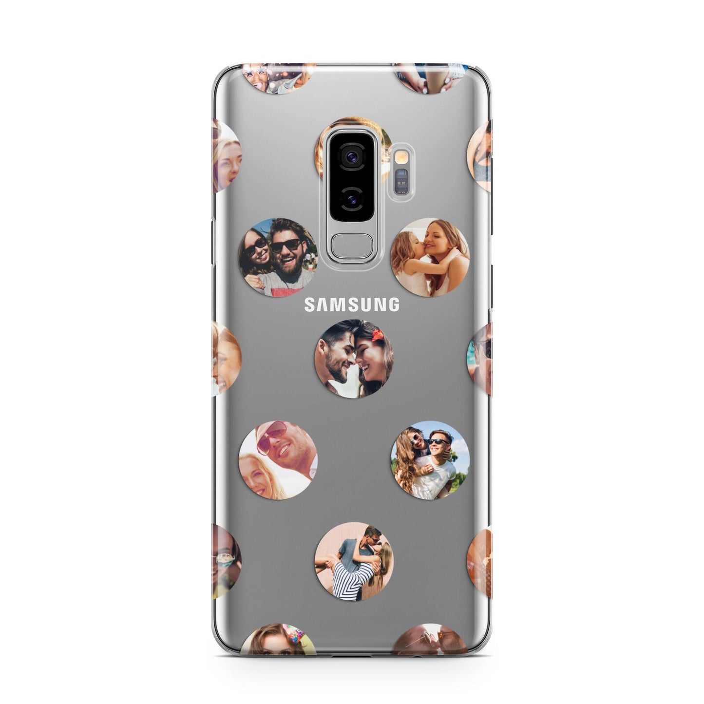 Polka Dot Photo Montage Upload Samsung Galaxy S9 Plus Case on Silver phone