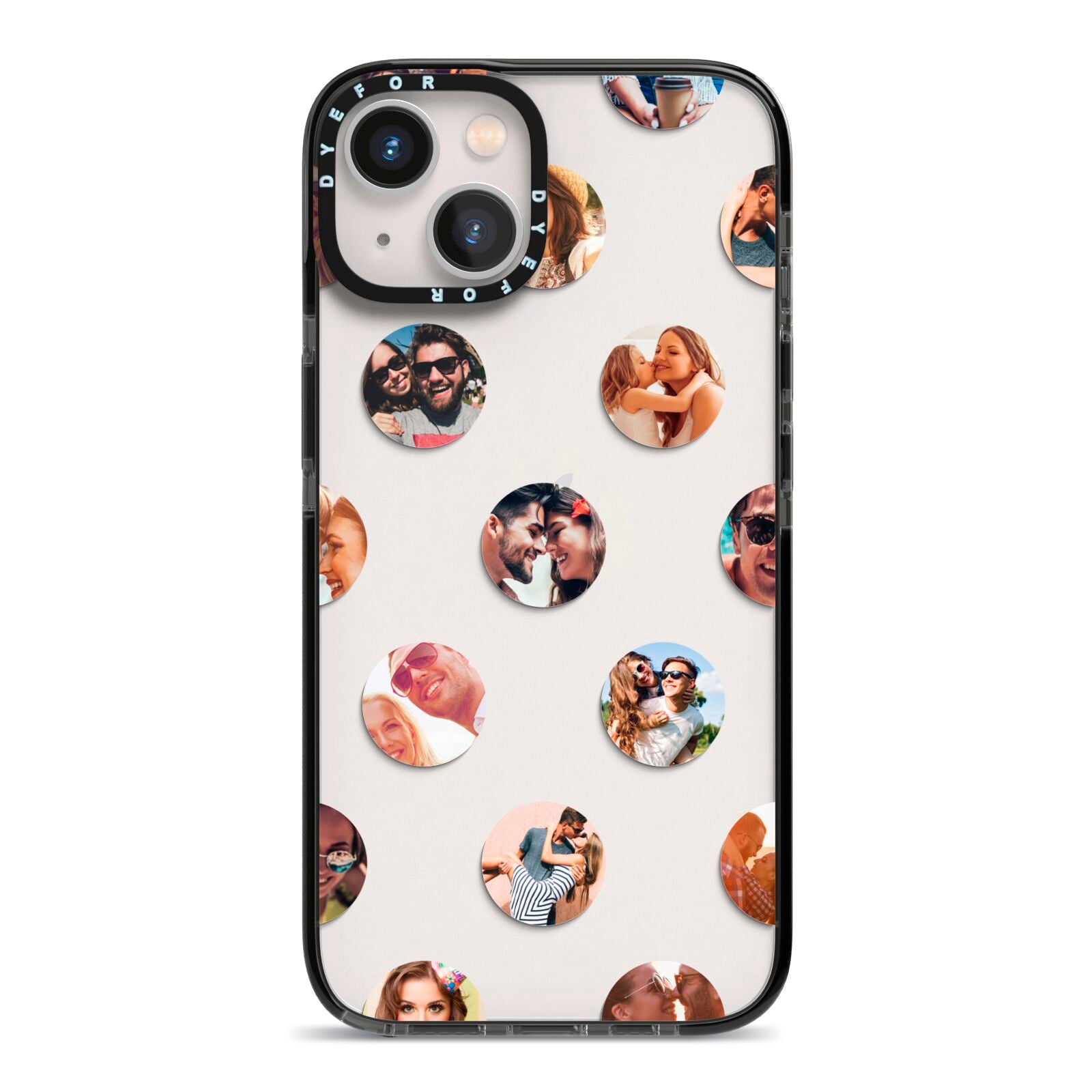 Polka Dot Photo Montage Upload iPhone 13 Black Impact Case on Silver phone