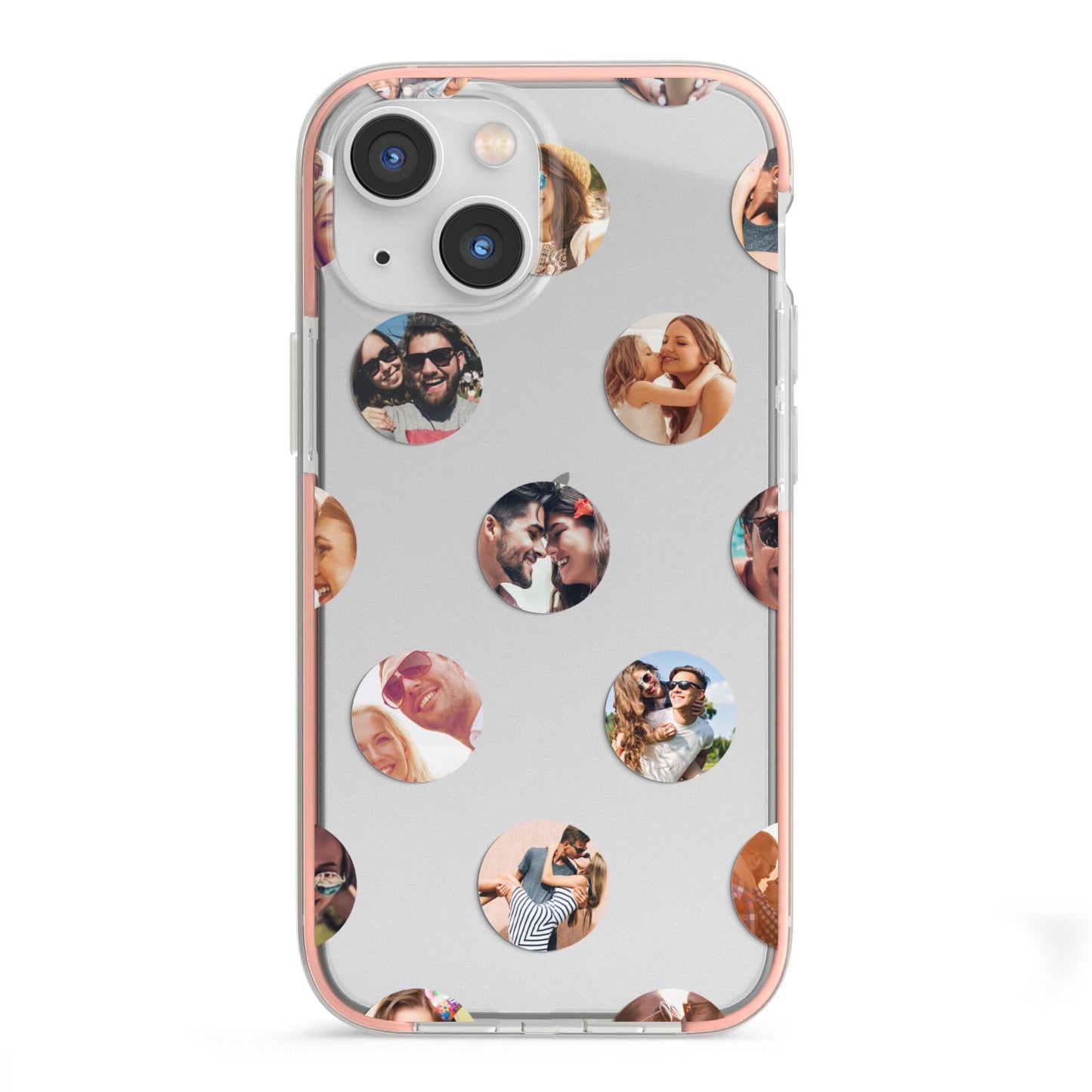 Polka Dot Photo Montage Upload iPhone 13 Mini TPU Impact Case with Pink Edges