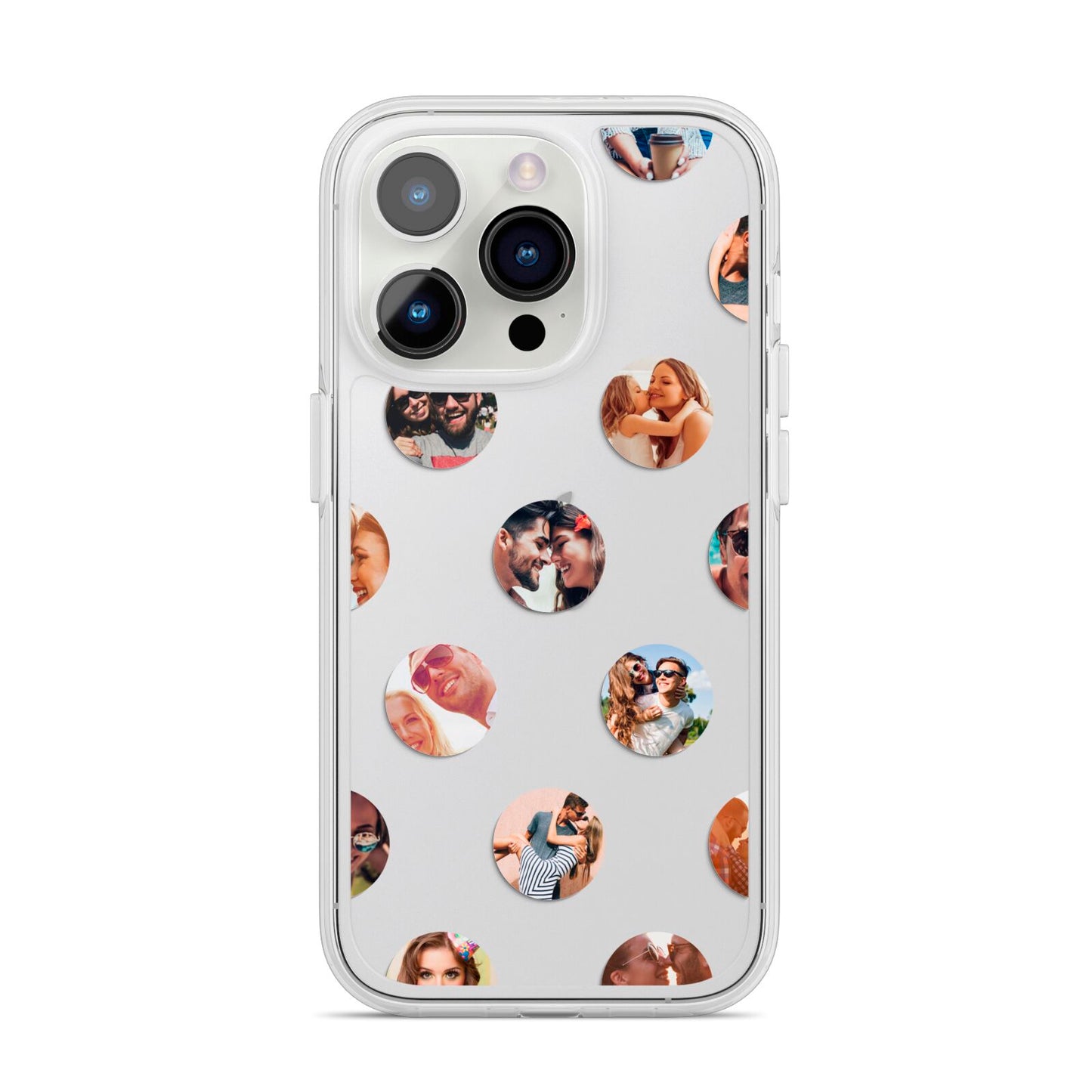 Polka Dot Photo Montage Upload iPhone 14 Pro Clear Tough Case Silver