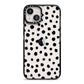 Polka Dot iPhone 13 Black Impact Case on Silver phone
