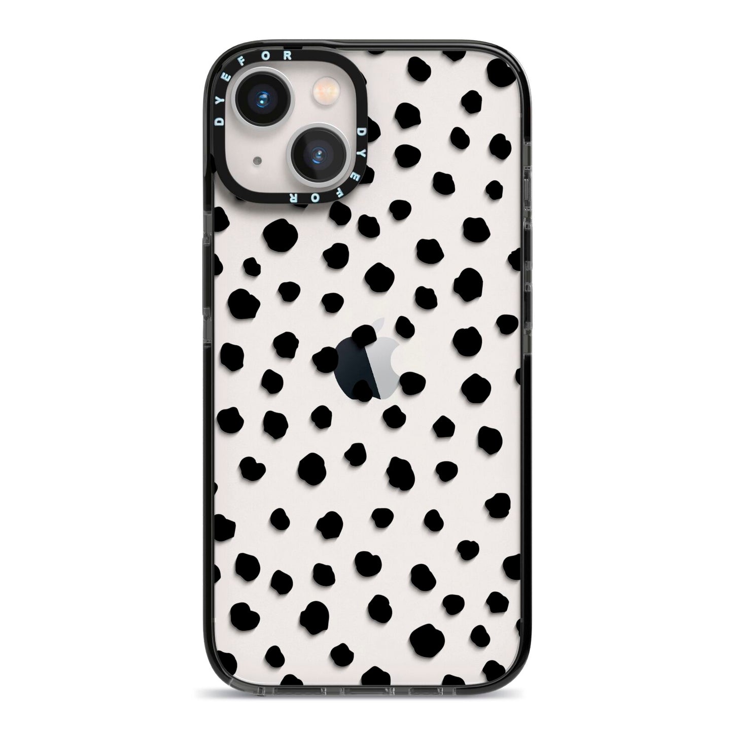 Polka Dot iPhone 13 Black Impact Case on Silver phone