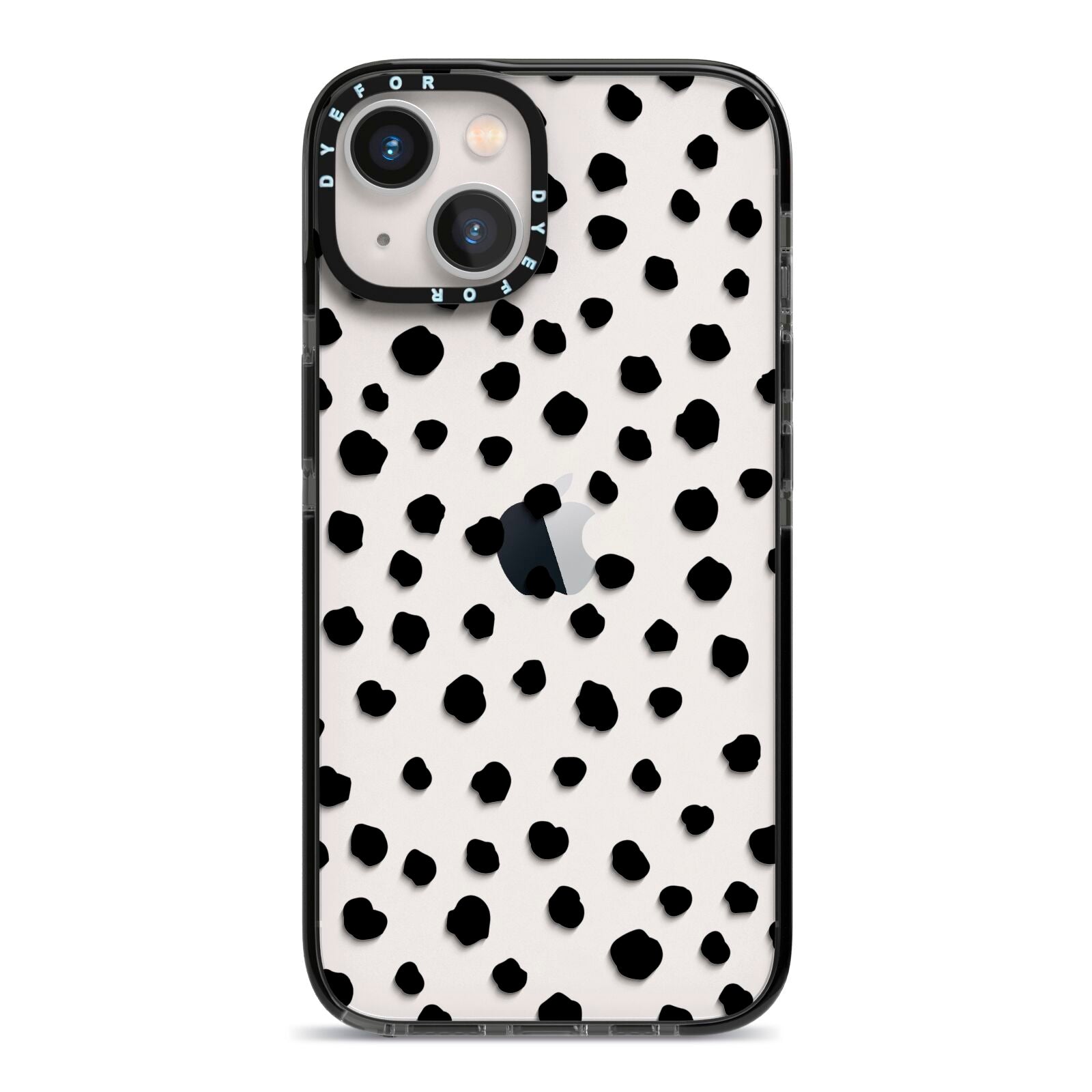 Polka Dot iPhone 13 Black Impact Case on Silver phone