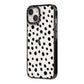 Polka Dot iPhone 14 Black Impact Case Side Angle on Silver phone