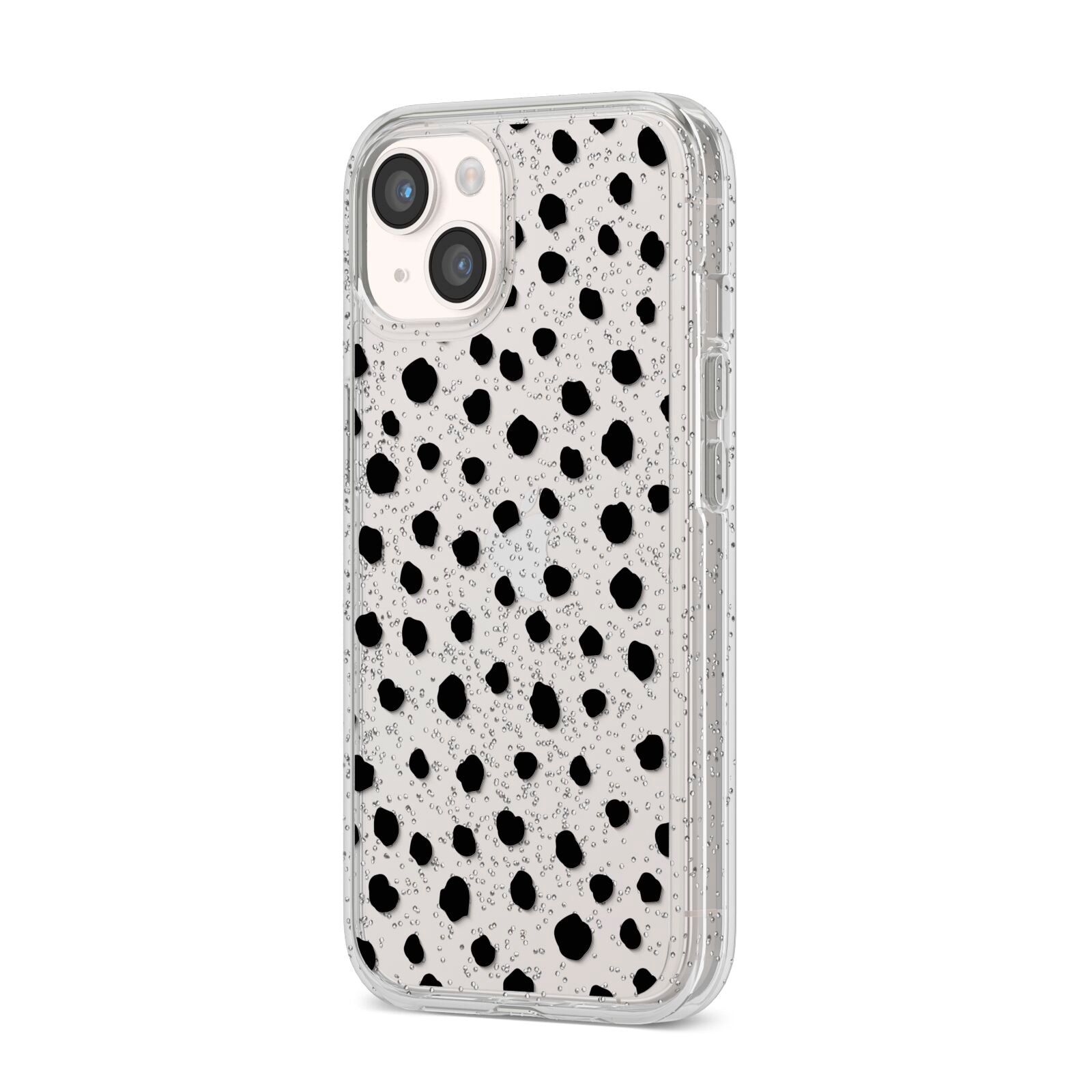 Polka Dot iPhone 14 Glitter Tough Case Starlight Angled Image