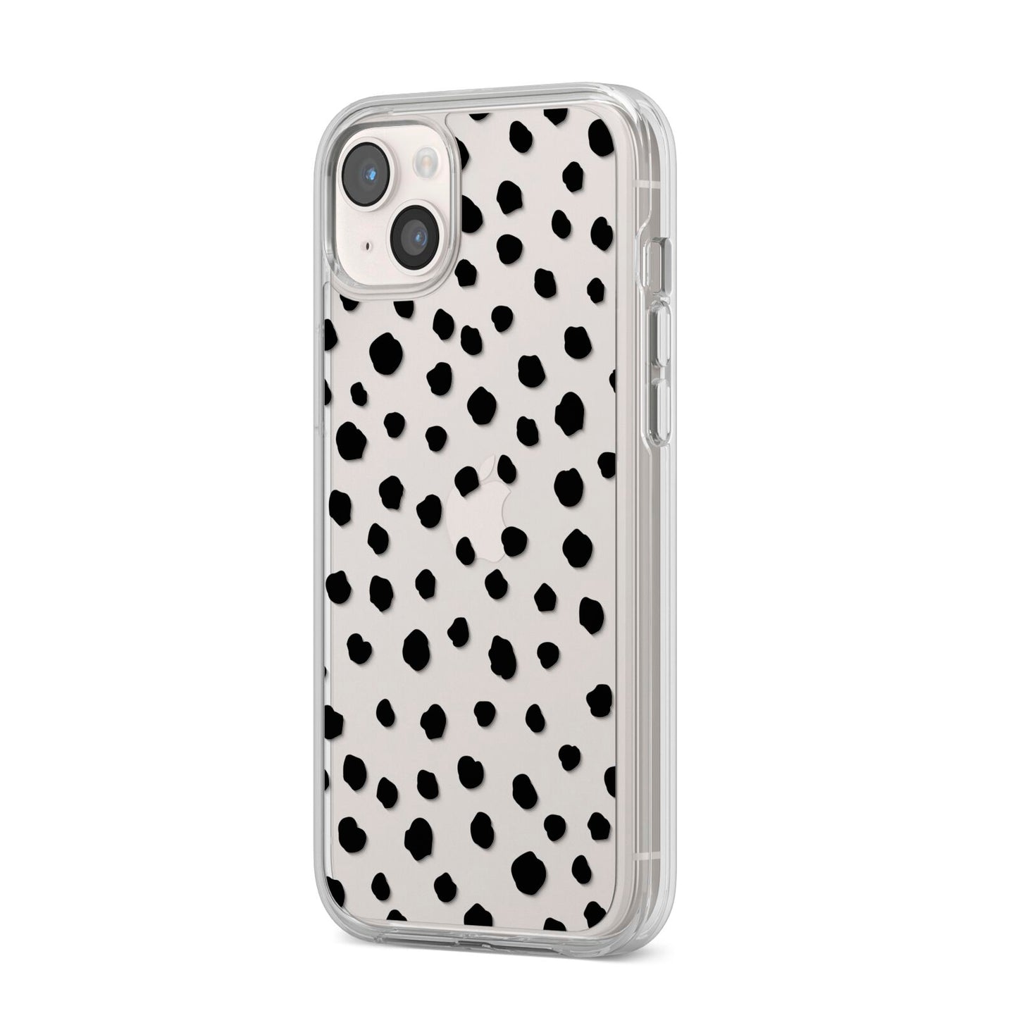 Polka Dot iPhone 14 Plus Clear Tough Case Starlight Angled Image