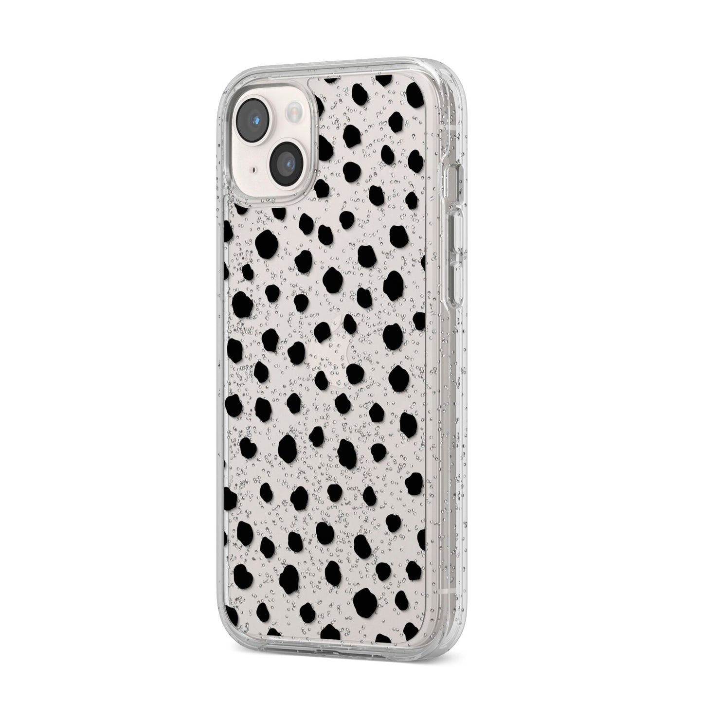 Polka Dot iPhone 14 Plus Glitter Tough Case Starlight Angled Image