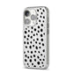 Polka Dot iPhone 14 Pro Clear Tough Case Silver Angled Image