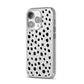 Polka Dot iPhone 14 Pro Glitter Tough Case Silver Angled Image