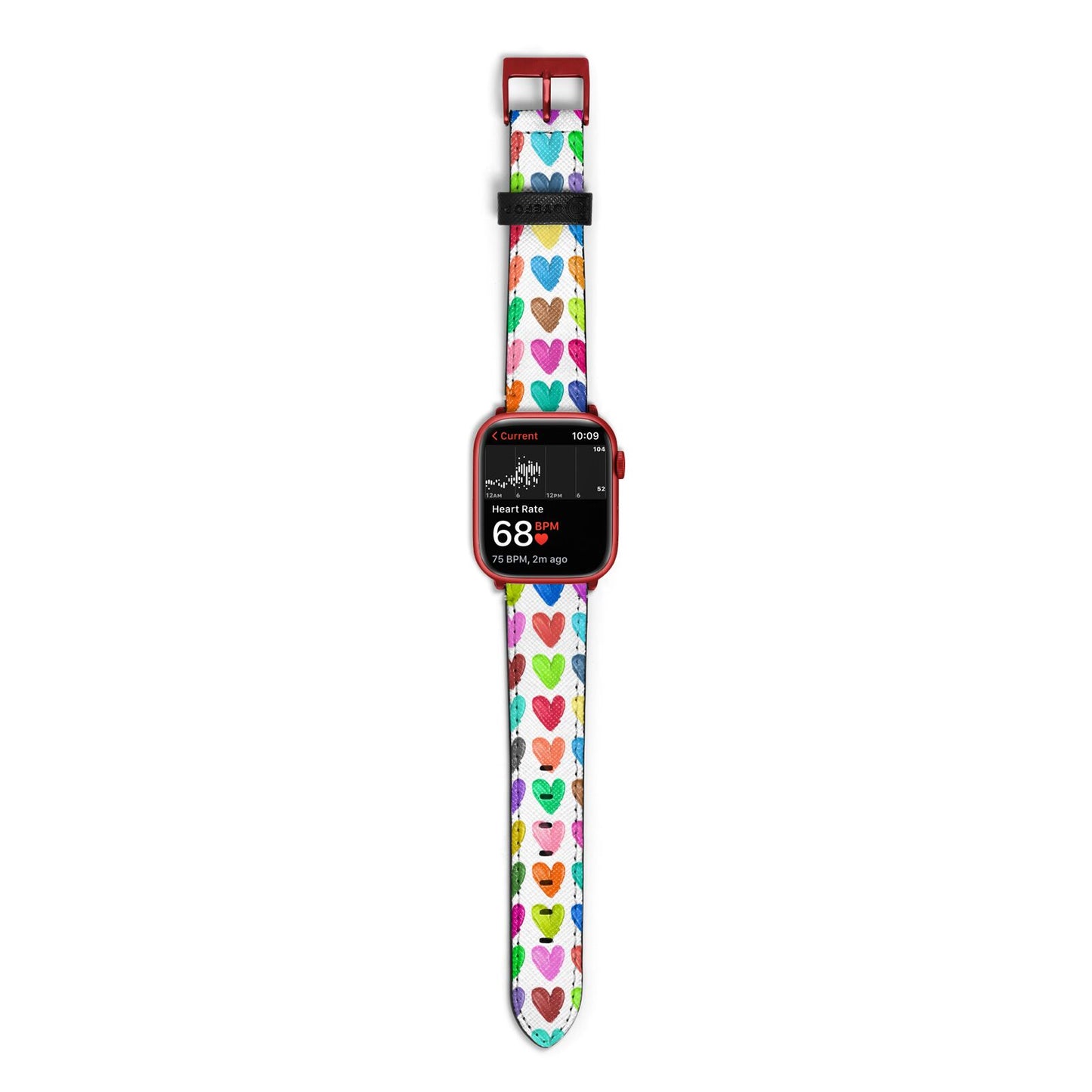 Polka Heart Apple Watch Strap Size 38mm with Red Hardware