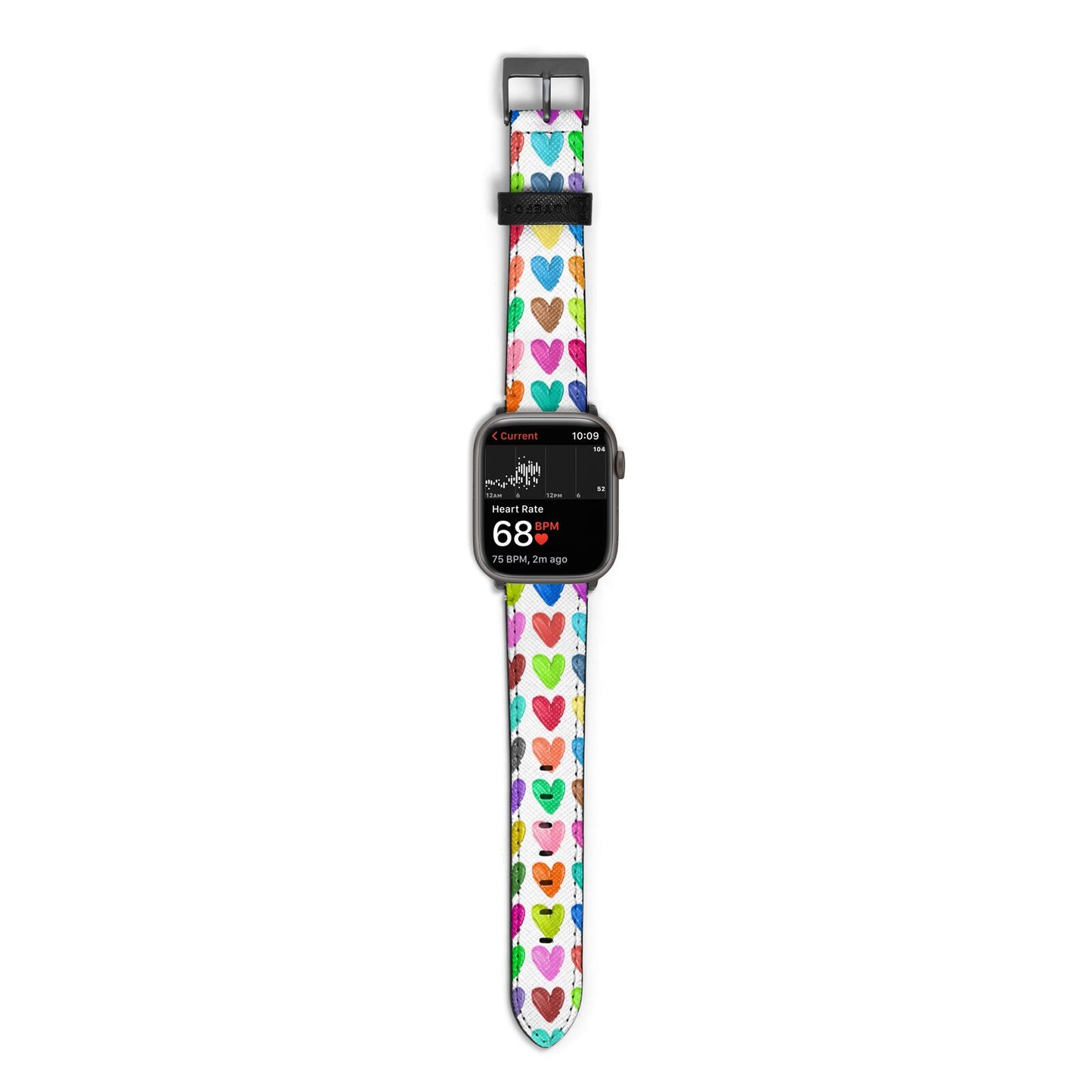 Polka Heart Apple Watch Strap Size 38mm with Space Grey Hardware