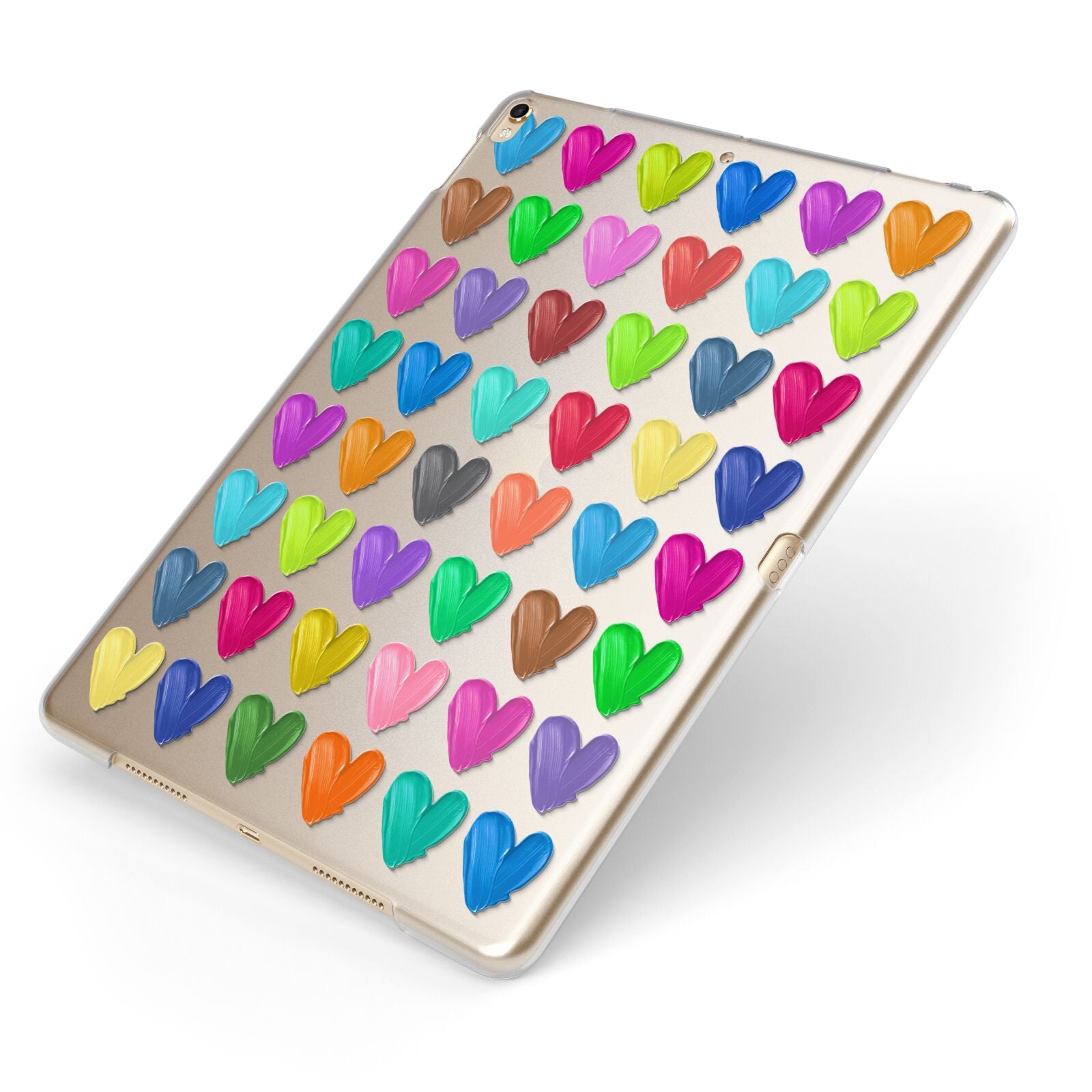 Polka Heart Apple iPad Case on Gold iPad Side View
