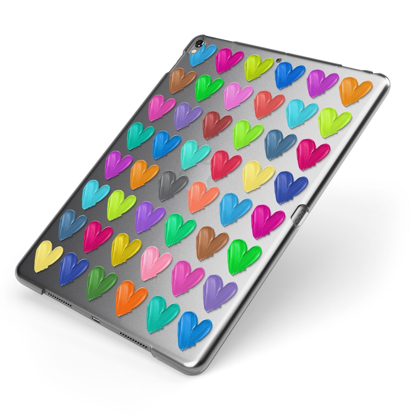 Polka Heart Apple iPad Case on Grey iPad Side View