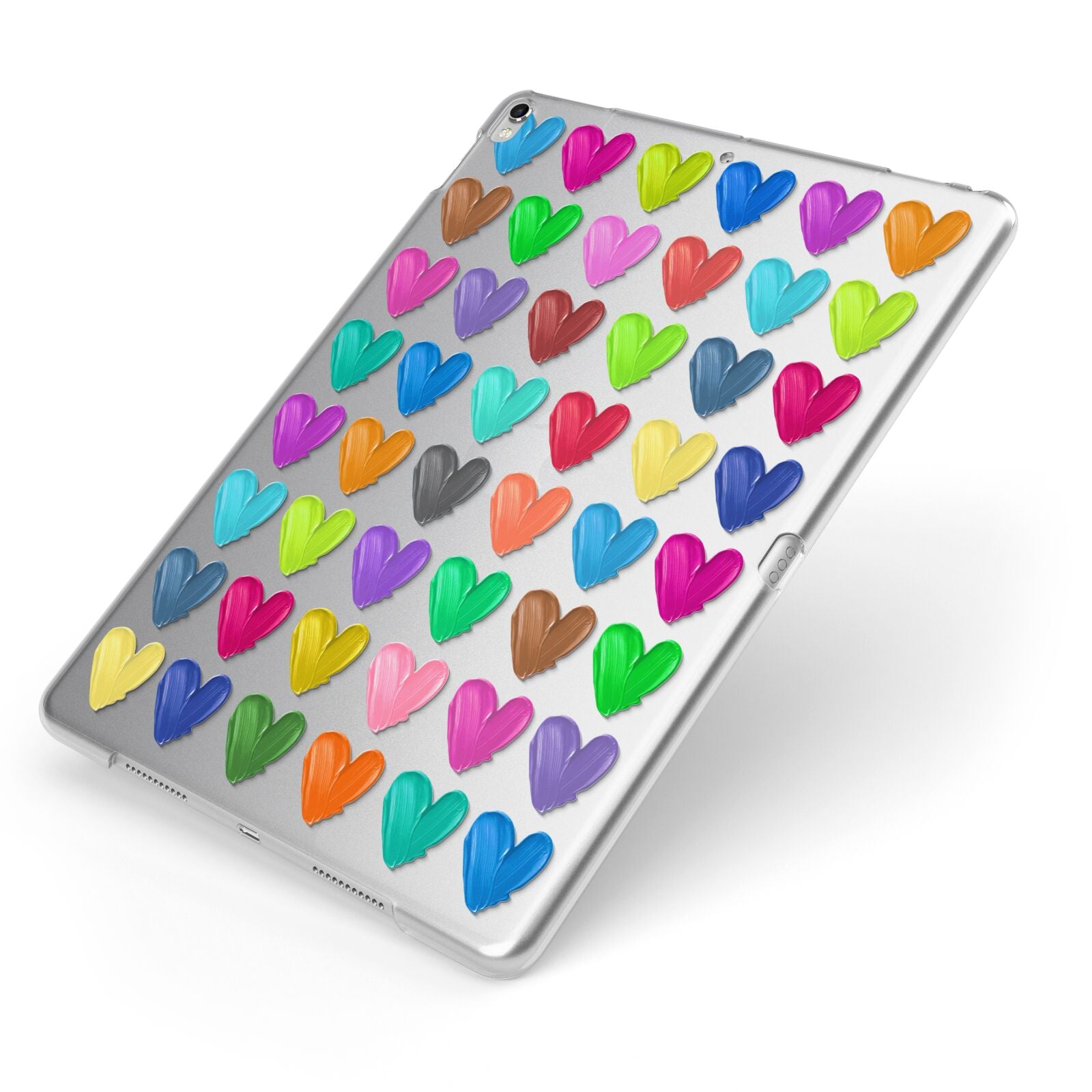 Polka Heart Apple iPad Case on Silver iPad Side View