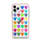 Polka Heart Apple iPhone 11 Pro in Silver with Pink Impact Case