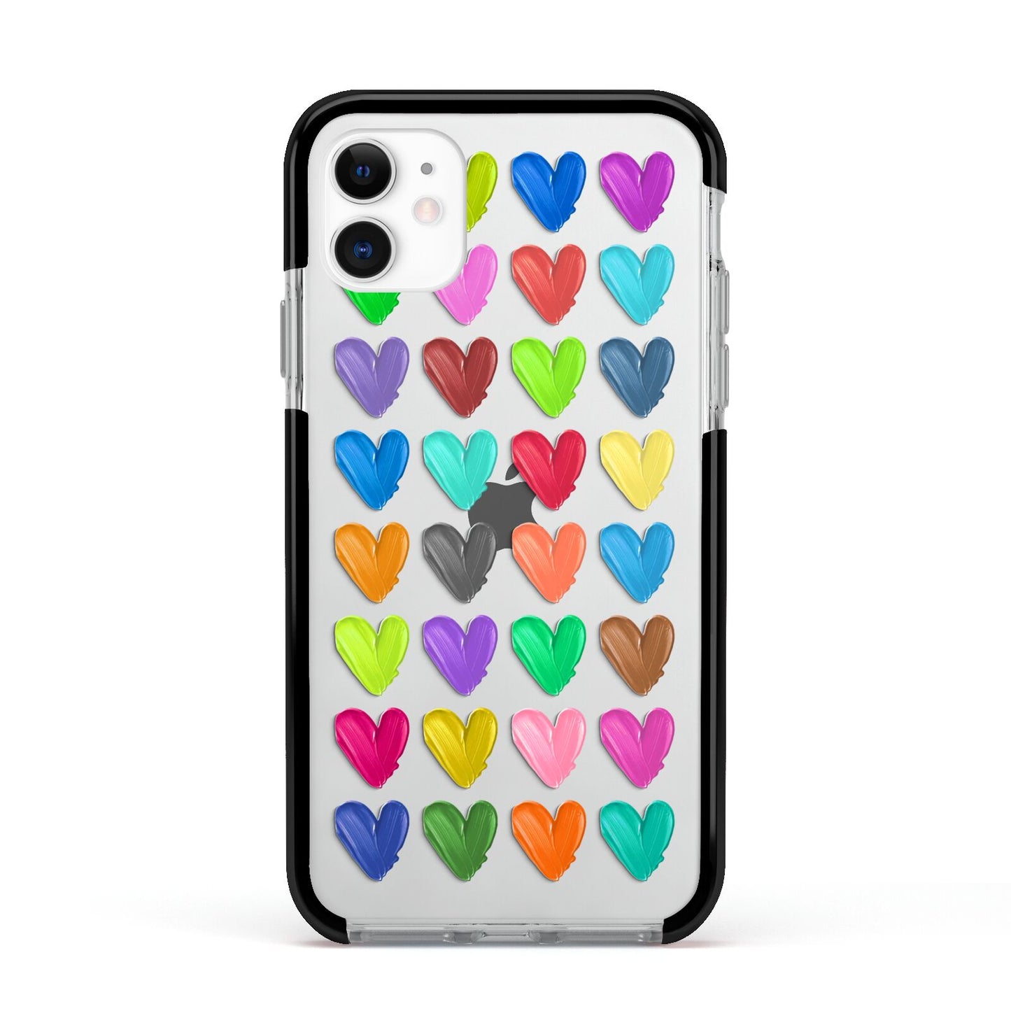 Polka Heart Apple iPhone 11 in White with Black Impact Case