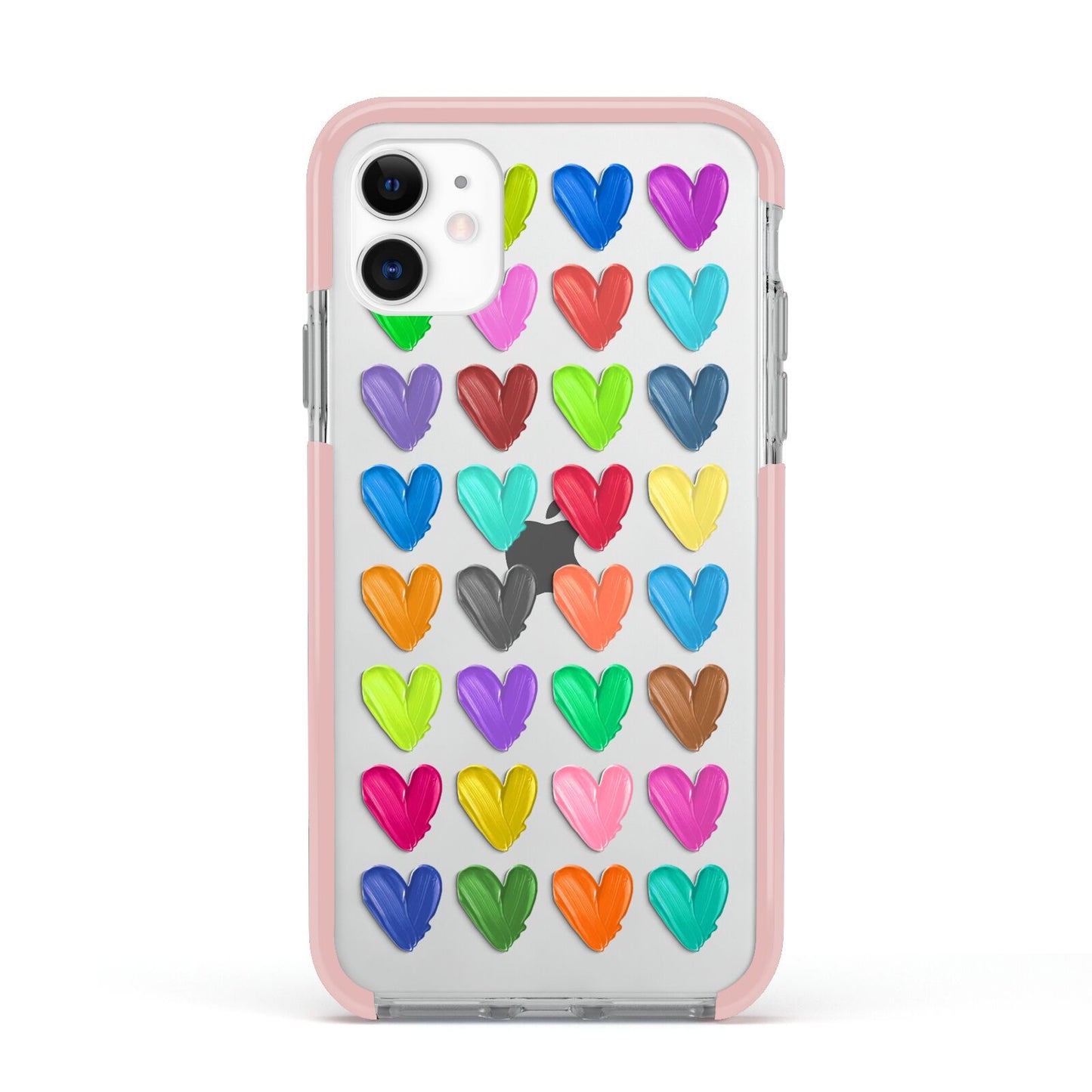 Polka Heart Apple iPhone 11 in White with Pink Impact Case