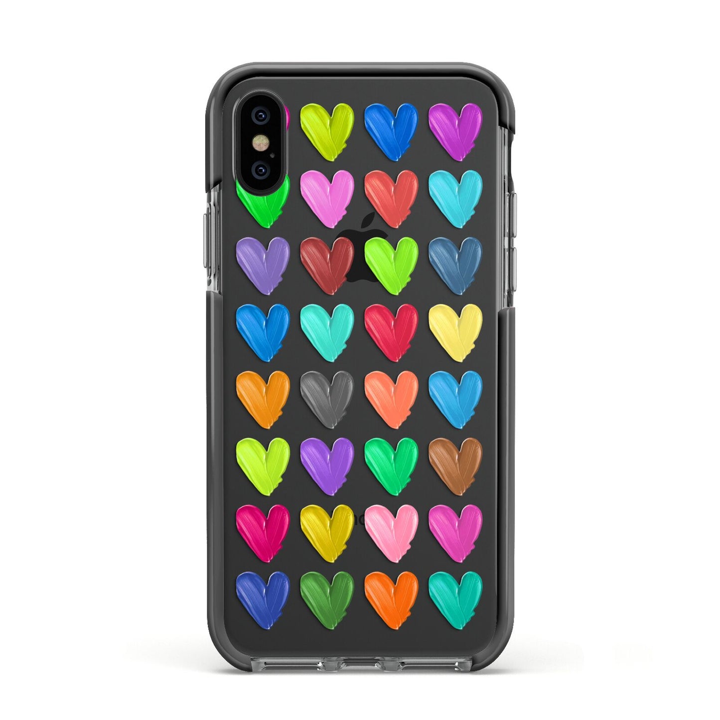 Polka Heart Apple iPhone Xs Impact Case Black Edge on Black Phone