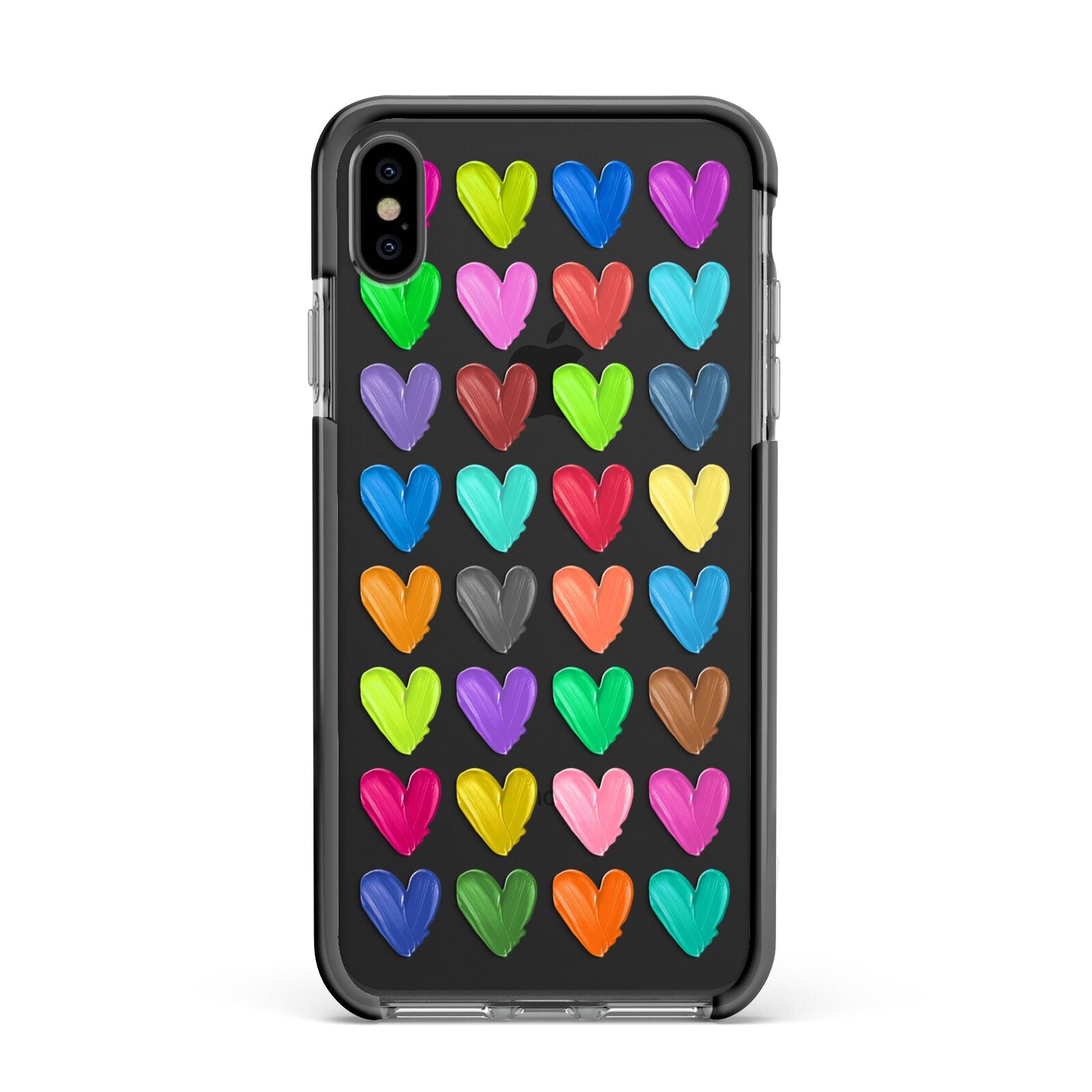 Polka Heart Apple iPhone Xs Max Impact Case Black Edge on Black Phone