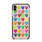 Polka Heart Apple iPhone Xs Max Impact Case Black Edge on Gold Phone