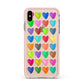 Polka Heart Apple iPhone Xs Max Impact Case Pink Edge on Gold Phone