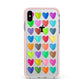 Polka Heart Apple iPhone Xs Max Impact Case Pink Edge on Silver Phone