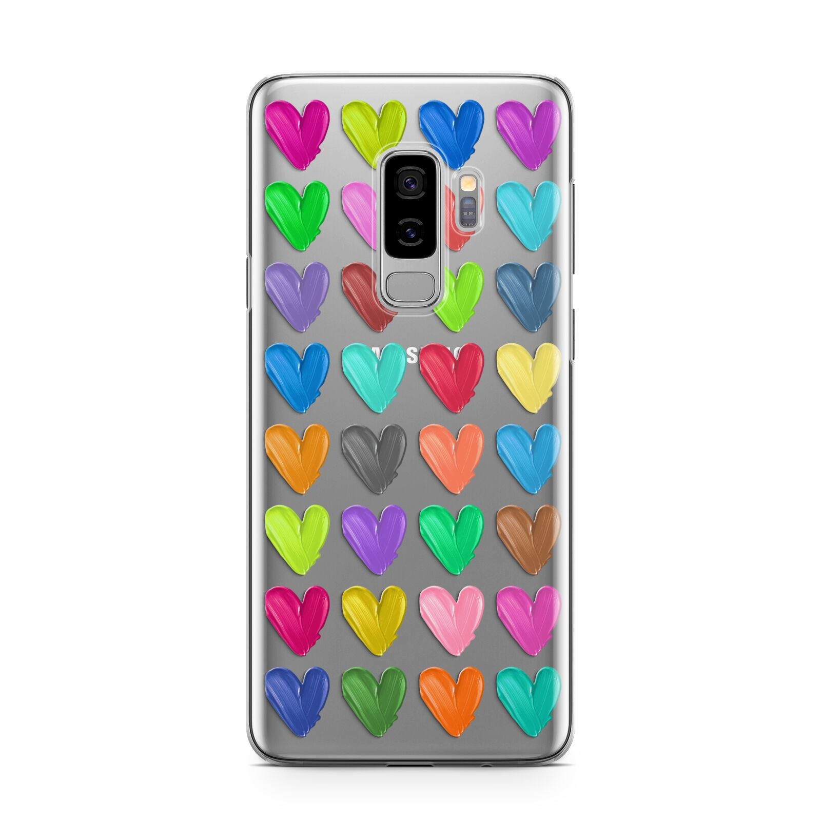Polka Heart Samsung Galaxy S9 Plus Case on Silver phone
