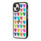 Polka Heart iPhone 13 Black Impact Case Side Angle on Silver phone