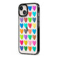 Polka Heart iPhone 13 Black Impact Case Side Angle on Silver phone