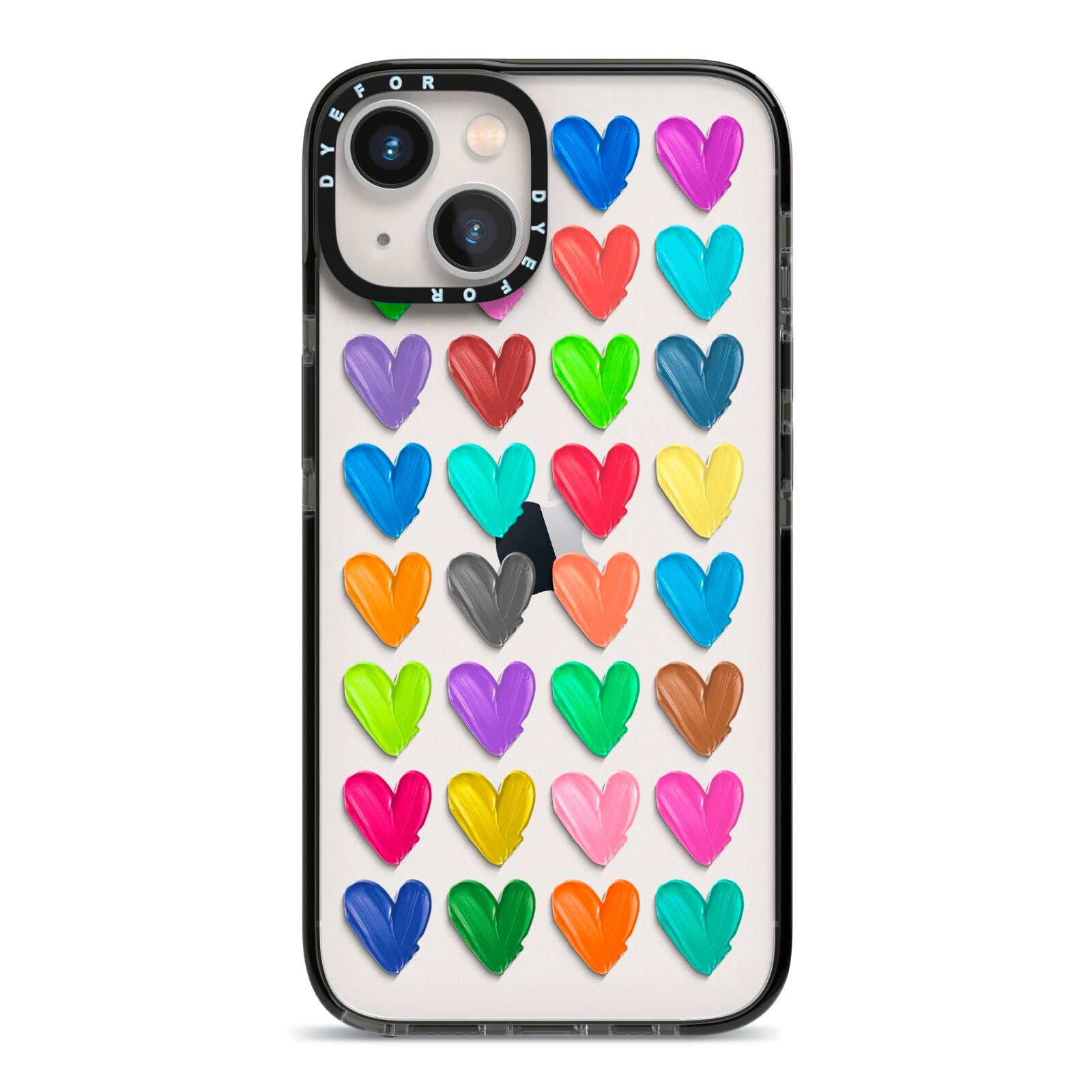 Polka Heart iPhone 13 Black Impact Case on Silver phone