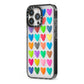 Polka Heart iPhone 13 Pro Black Impact Case Side Angle on Silver phone