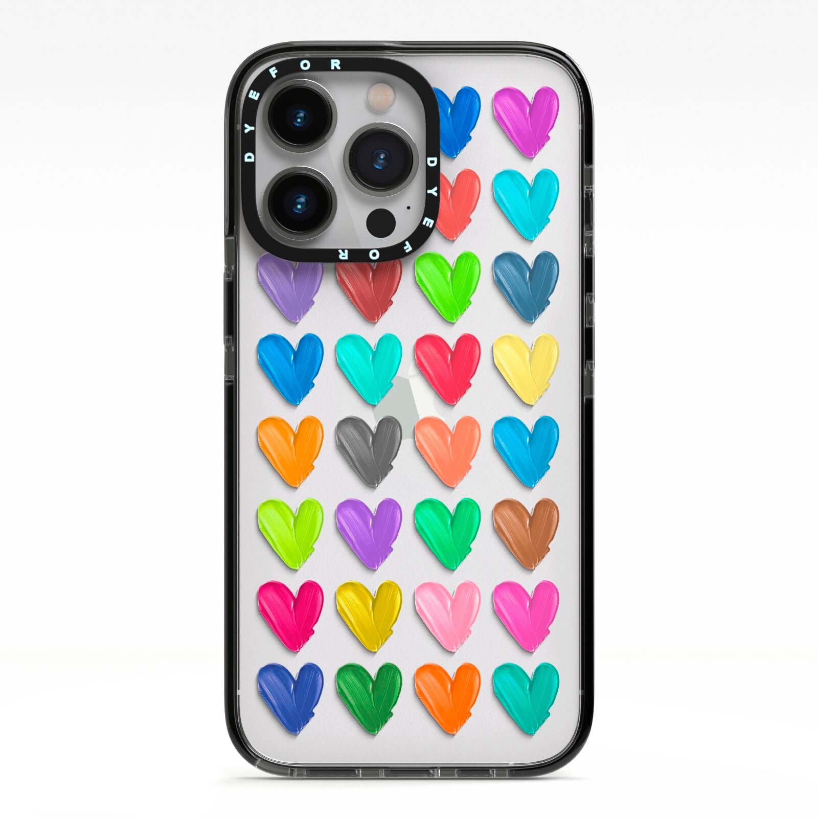 Polka Heart iPhone 13 Pro Black Impact Case on Silver phone