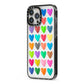 Polka Heart iPhone 13 Pro Max Black Impact Case Side Angle on Silver phone