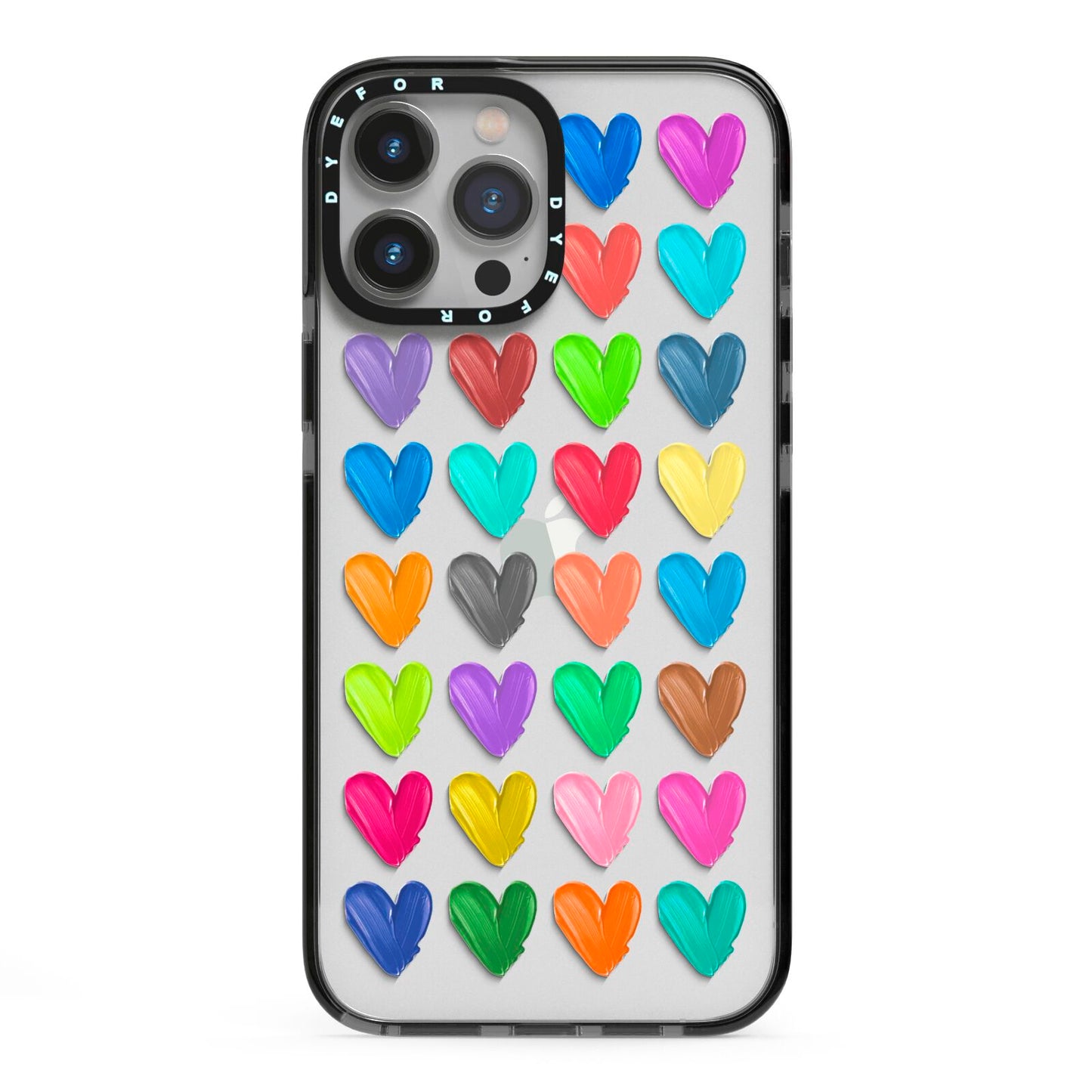 Polka Heart iPhone 13 Pro Max Black Impact Case on Silver phone