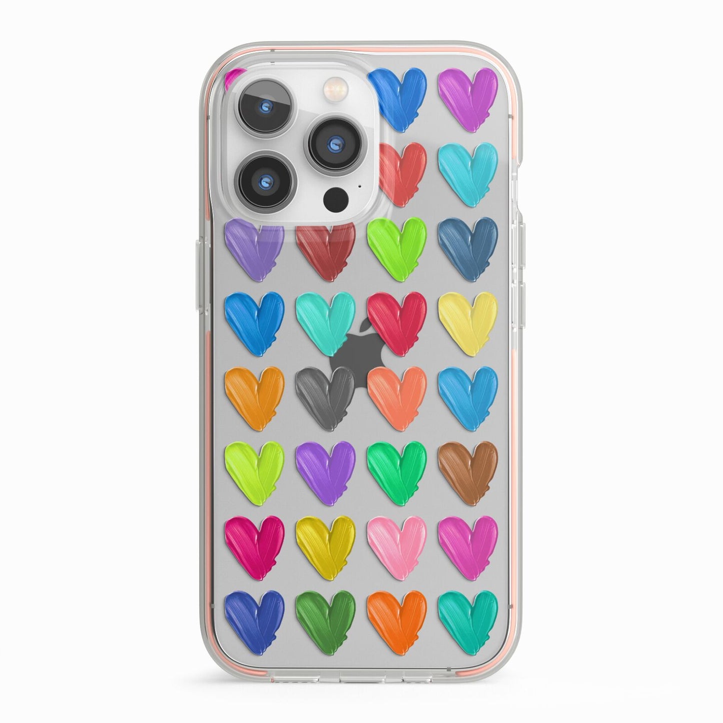Polka Heart iPhone 13 Pro TPU Impact Case with Pink Edges