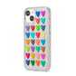 Polka Heart iPhone 14 Glitter Tough Case Starlight Angled Image