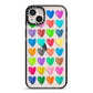 Polka Heart iPhone 14 Plus Black Impact Case on Silver phone