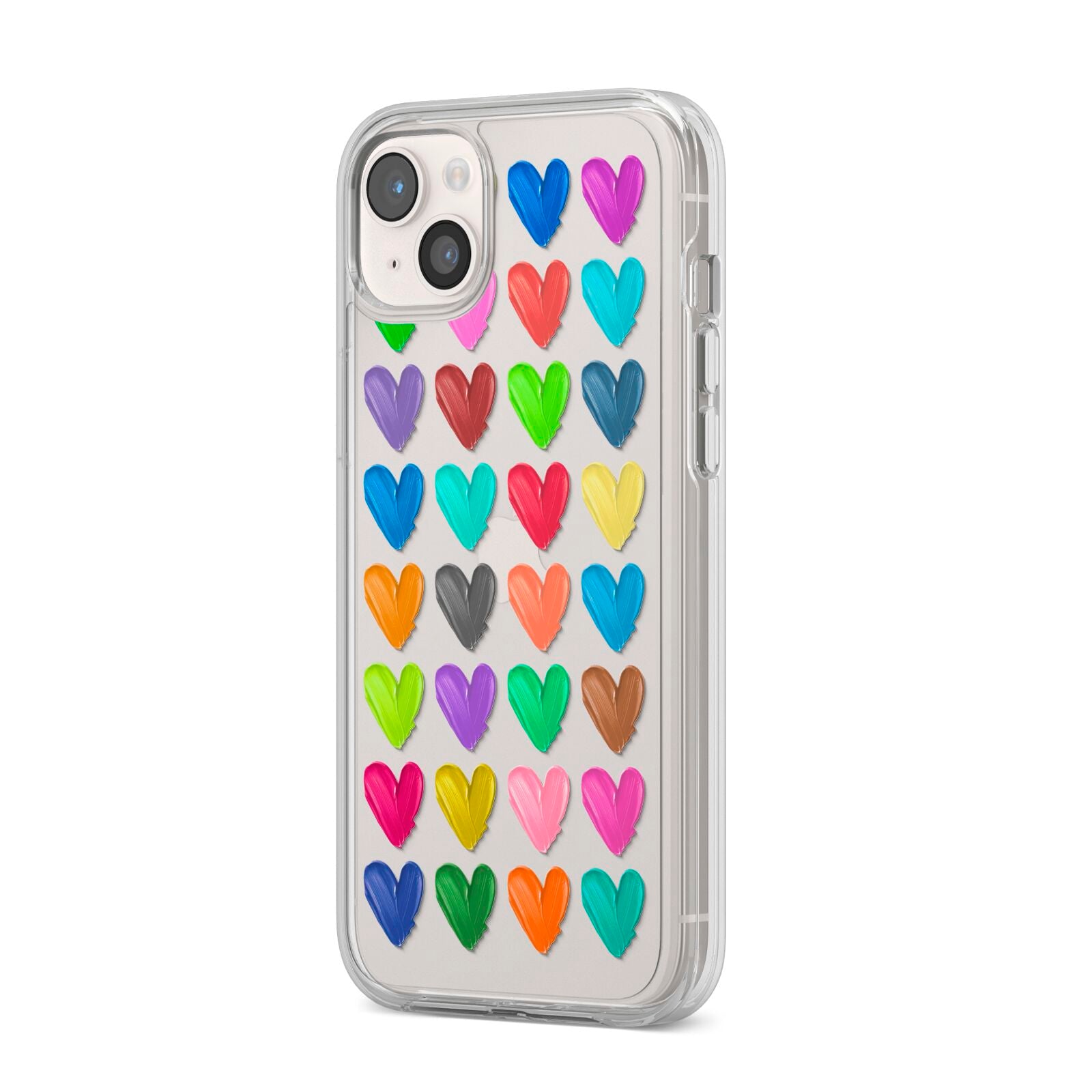 Polka Heart iPhone 14 Plus Clear Tough Case Starlight Angled Image